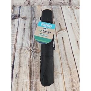 Totes Rain & Sun Auto Open Umbrella with Large 43" Coverage NEW Black